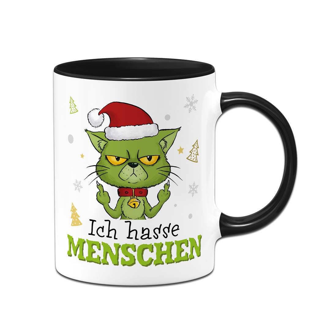 Tasse - Grinch Katze - Ich hasse Menschen (Mittelfinger)