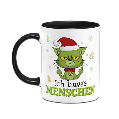 Tasse - Grinch Katze - Ich hasse Menschen (Mittelfinger)