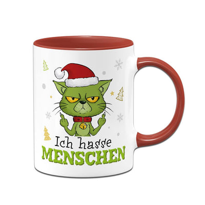 Tasse - Grinch Katze - Ich hasse Menschen (Mittelfinger)