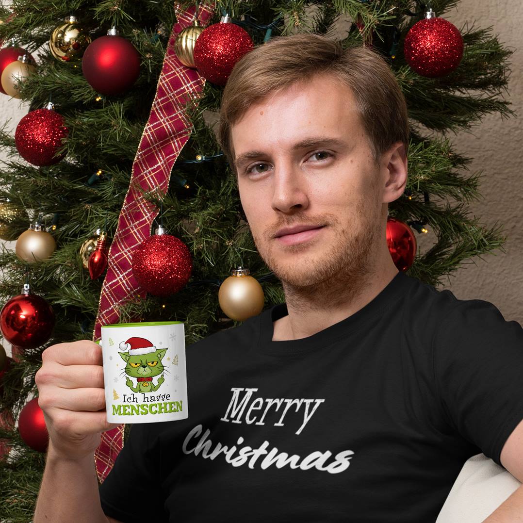 Tasse - Grinch Katze - Ich hasse Menschen (Mittelfinger)