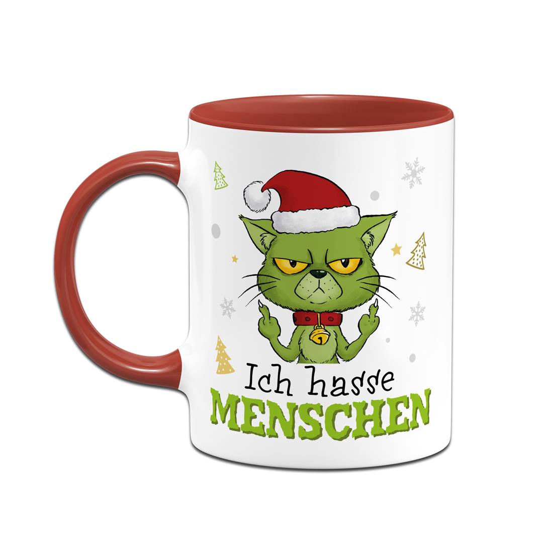 Tasse - Grinch Katze - Ich hasse Menschen (Mittelfinger)