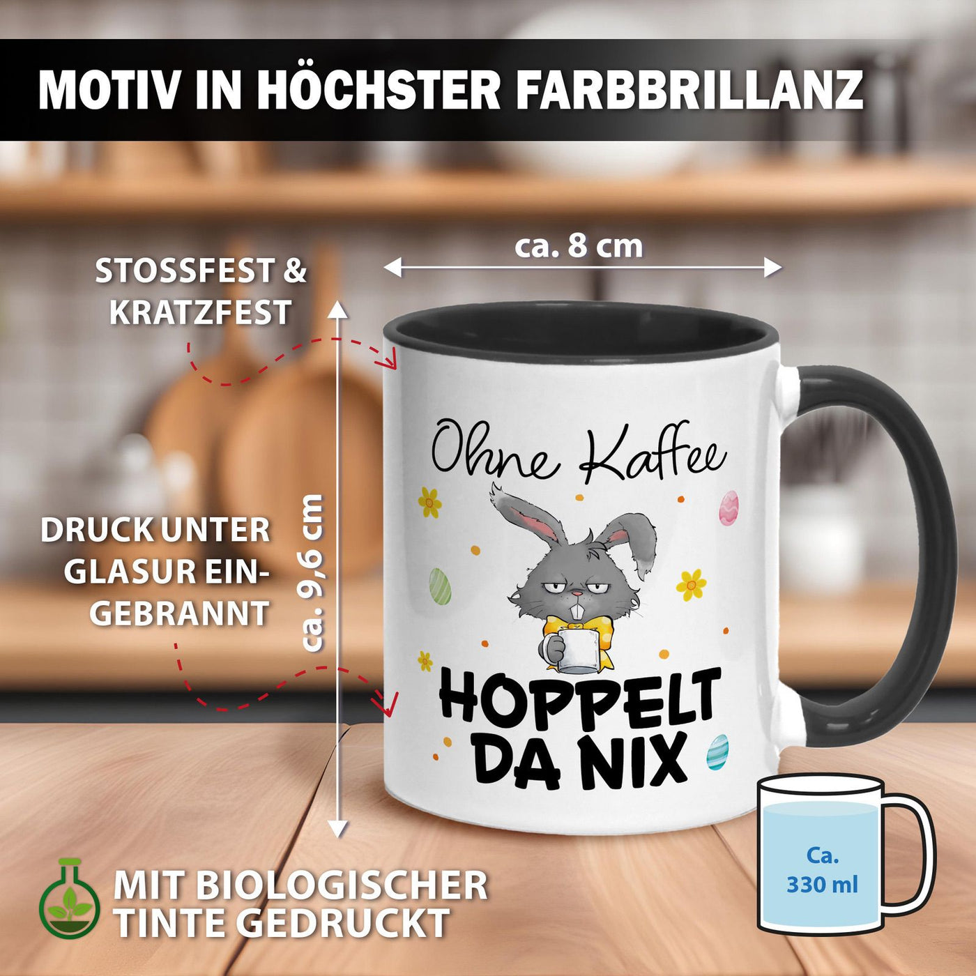 Hasen Tasse - Ohne Kaffee hoppelt da nix - Grummelhase