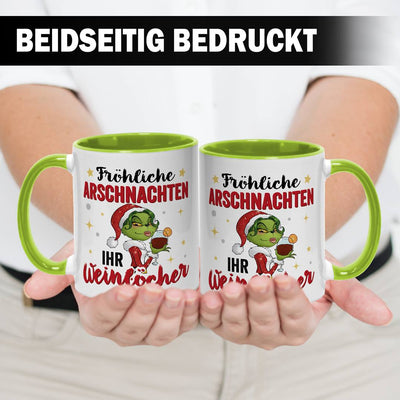 Tasse - Miss Grinch - Fröhliche Arschnachten, ihr Weinlöcher!