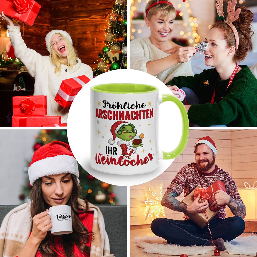 Tasse - Miss Grinch - Fröhliche Arschnachten, ihr Weinlöcher!