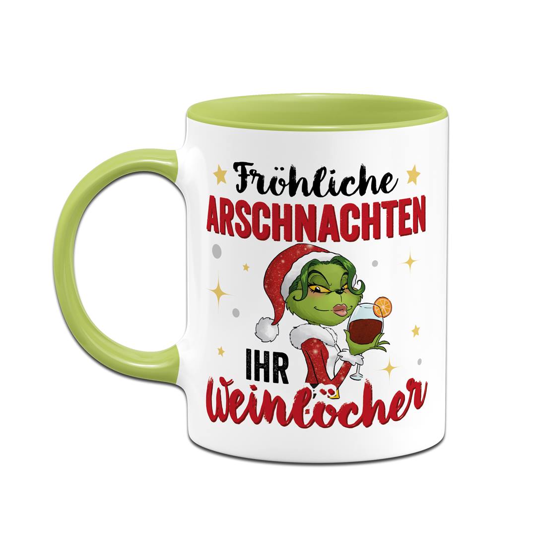 Tasse - Miss Grinch - Fröhliche Arschnachten, ihr Weinlöcher!