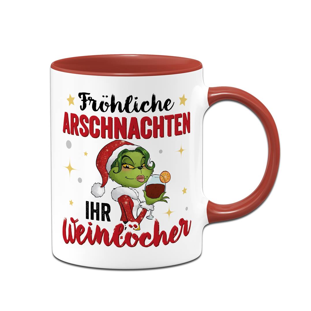 Tasse - Miss Grinch - Fröhliche Arschnachten, ihr Weinlöcher!