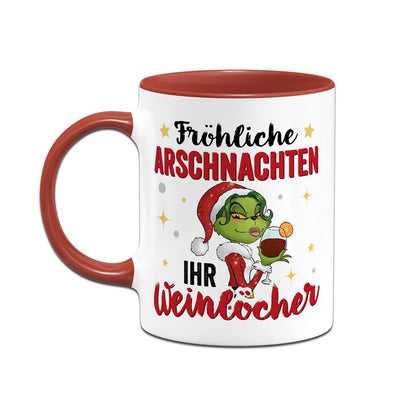 Tasse - Miss Grinch - Fröhliche Arschnachten, ihr Weinlöcher!