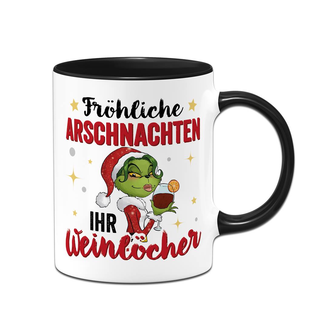 Tasse - Miss Grinch - Fröhliche Arschnachten, ihr Weinlöcher!