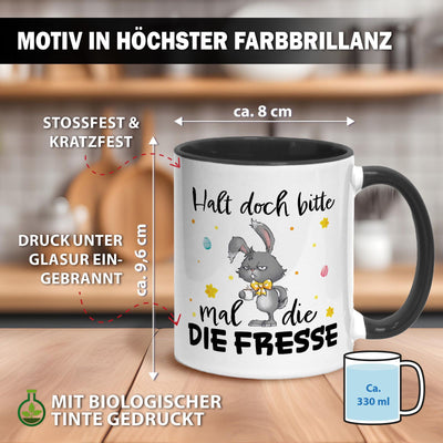 Hasen Tasse - Halt doch bitte mal die Fresse  - Grummelhase