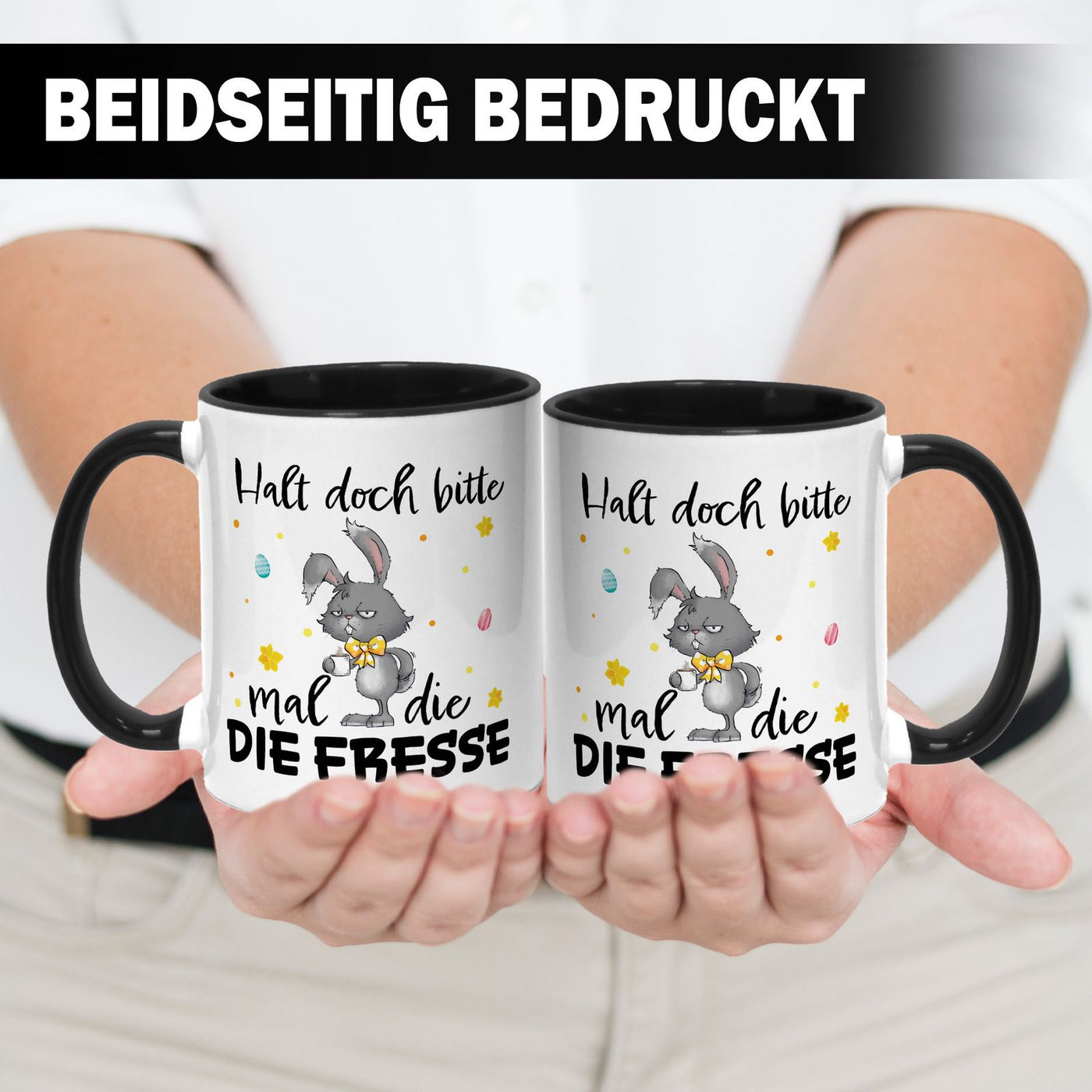 Hasen Tasse - Halt doch bitte mal die Fresse  - Grummelhase