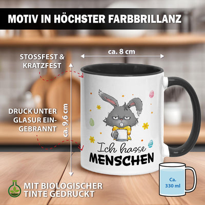 Hasen Tasse - Ich hasse Menschen - Grummelhase