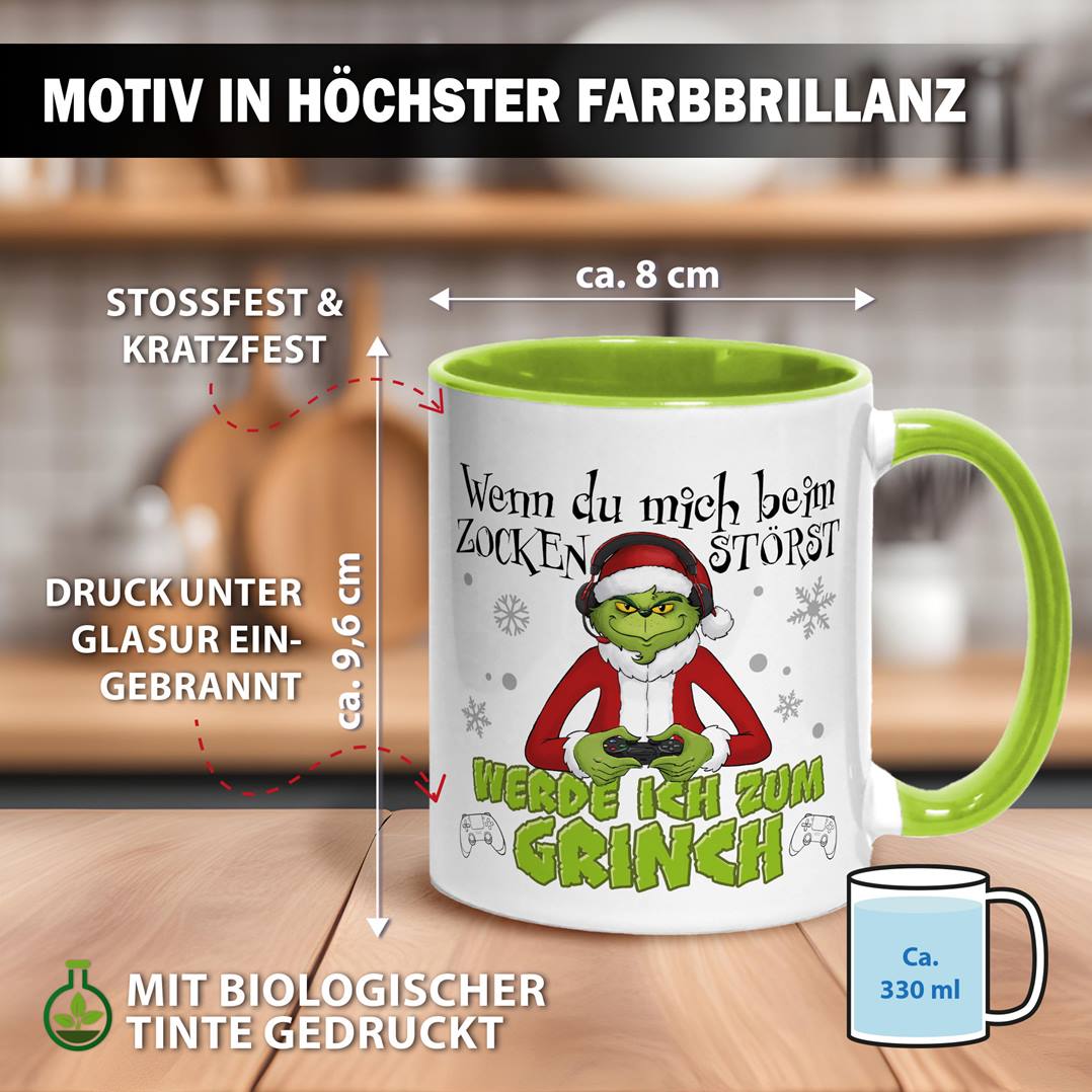 Tasse - Wenn Du mich beim Zocken störst, werde ich zum Grinch